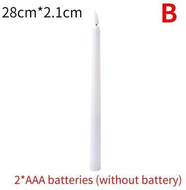 Uplifted Finds Long Flameless LED Taper Candles Battery Operated Pointed Flickering Lights For Christmas Church Decor b white 2 Pcs