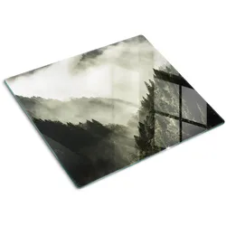 GLASPLATTE 60x52 cm Nebel über dem Wald
