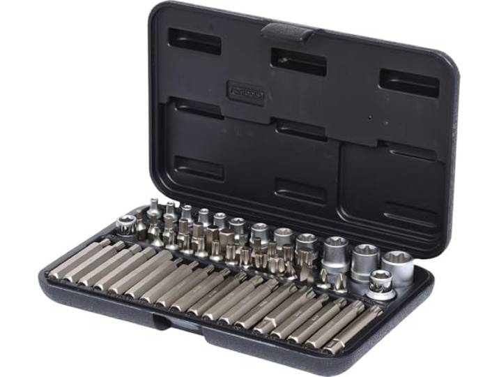 KS Tools 911.4305 Coffret de douilles et d'embouts 57 pièces Coffret de douilles et douilles tournevis 1/4'' + 3/8'' + 1/2''\, TORX\, 57 pcs.\, outillage professionnel\, chrome vanadium