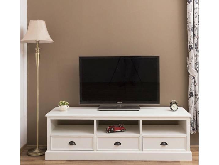 Massive TV Bank weiß im Landhausstil 180 cm