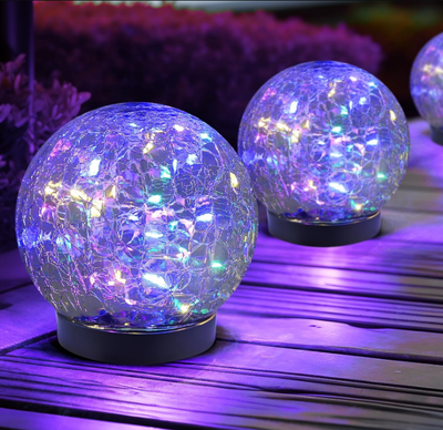 Outdoor Solar Garden Lights Solar Crack Glass Lamp Outdoor Waterproof 30LED Garden Light, Yard Pathway Lawn Light, Toggle Switch Fixture rgb