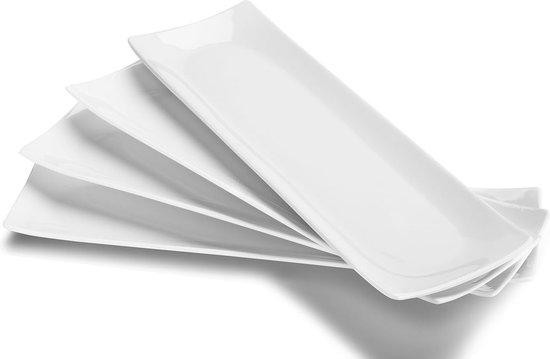 Famanu 4-delige sushi-set servierplaten van wit keramiek, rechthoekig
