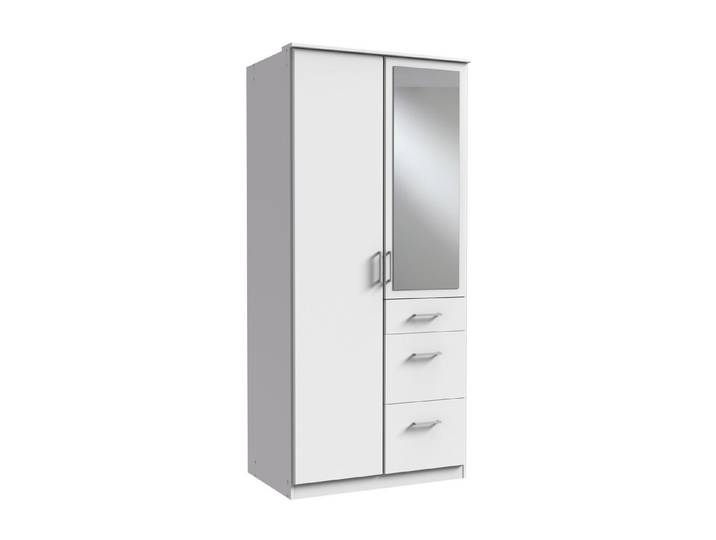 möbel-direkt.de Kleiderschrank Click in Weiß (komplett, 1-St., Drehtürenschrank, Eckkleiderschrank) Made in Germany