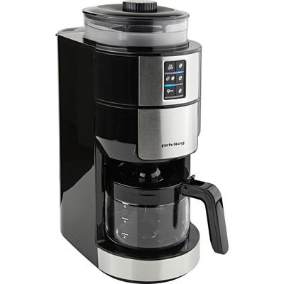 PRIVILEG Kaffeemaschine mit Mahlwerk "CM1121-GS", silber (silberfarben, schwarz), 6, Kaffeemaschinen, Individueller Mahlgrad, programmierbare Kaffeestärke, Warmhalteplatte