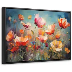 LEINWAND Bilder mit Rahmen - Blumen - Aquarell - Kunst - Botanisch - Natur - 60x40