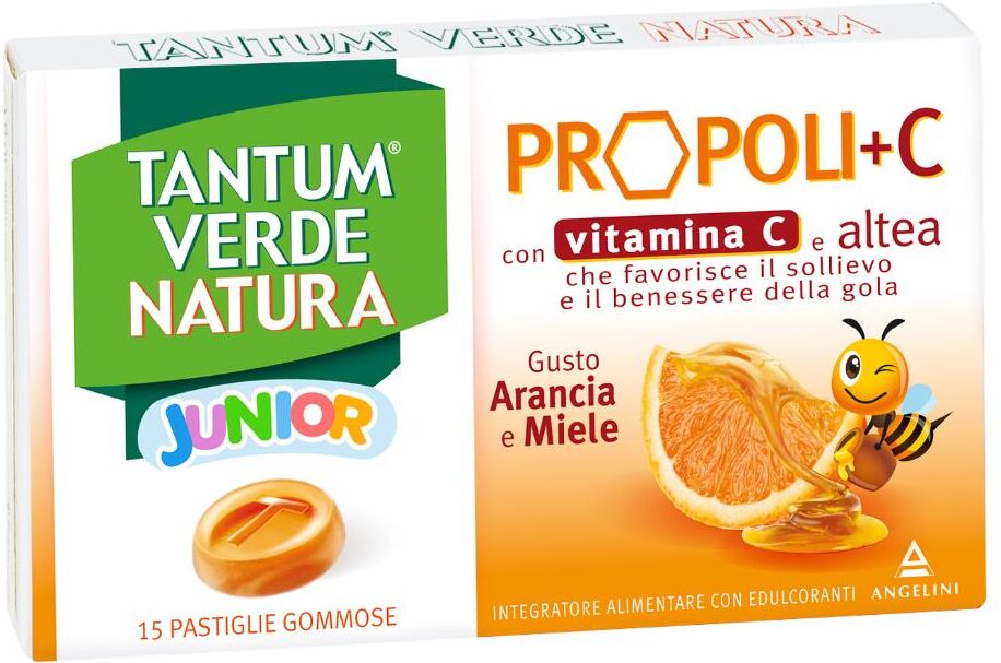 ANGELINI PHARMA ITALIA SpA Angelini, Tantum Verde Natura Propoli+C Junior, 15 Pastiglie