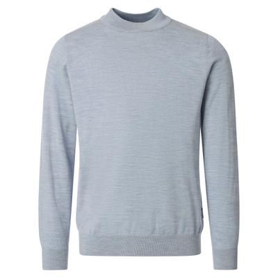 Stehkragenpullover VENTI "VENTI Stehkragenpullover uni", Herren, Gr. L, blau (hellblau), 100% Wolle, Pullover Stehkragenpullover