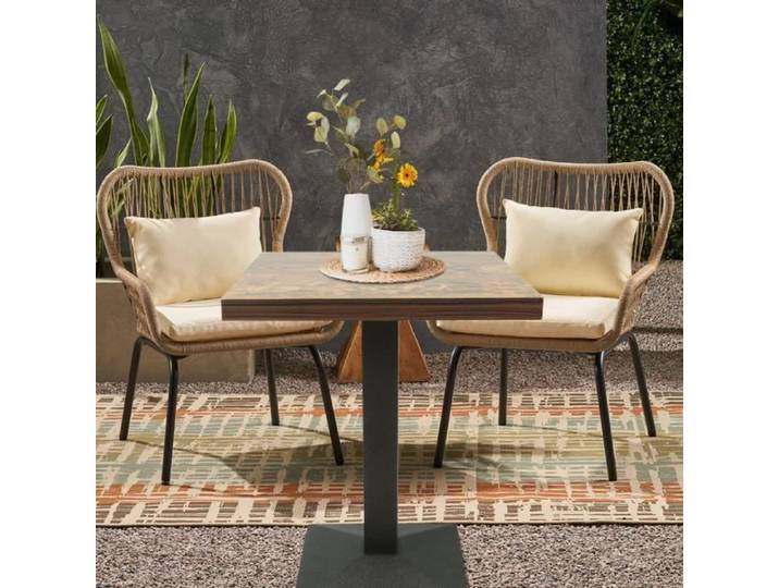 Table de bar carrée YIPEEMA - HOMEWELL - 60x60x75cm - style vintage - marron