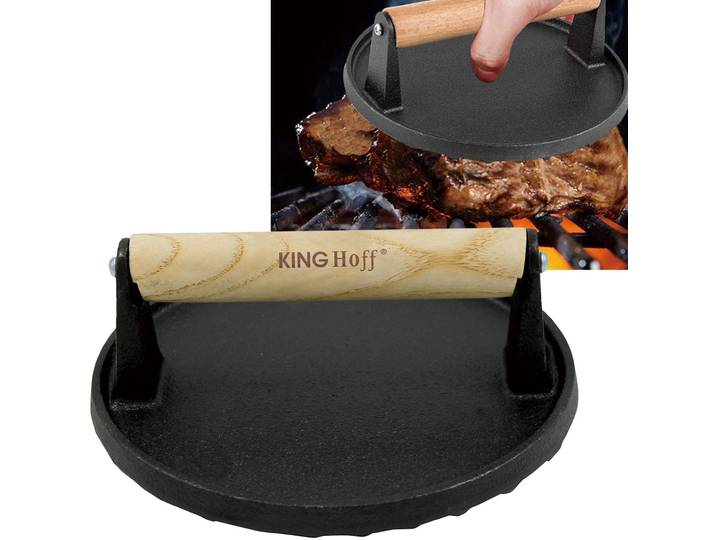 Fleischpresse gusseisern, für BBQ, Burger, Steaks, Ø 17,8cm