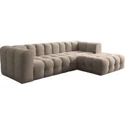 ECKSOFA Mochi L-Form 5-Sitzer Rechts, Samt, Taupe 290/75/193 cm