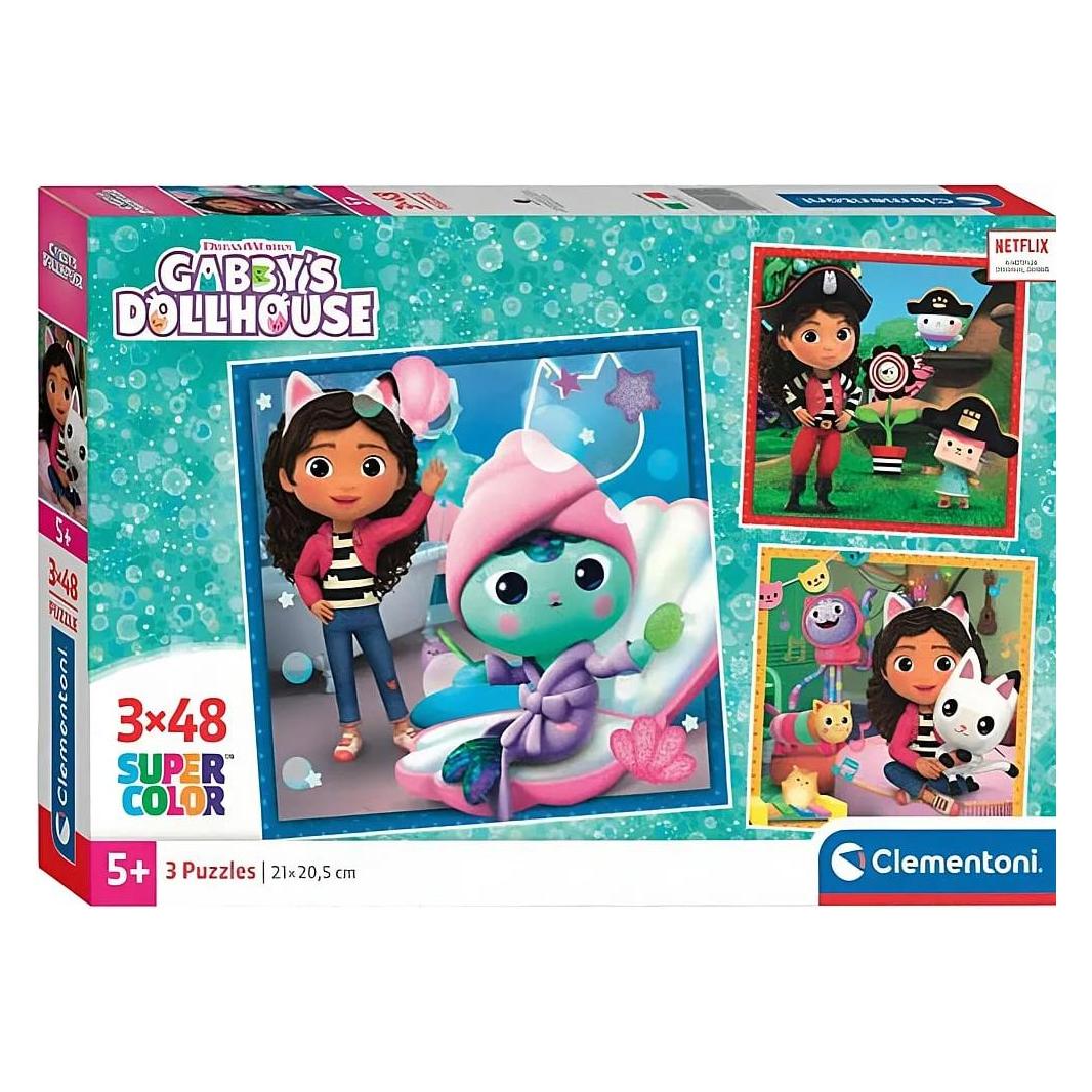 Clementoni 25300 Gabby's Dollshouse Supercolor Dollhouse-3x48 Pieces (3 Included), Jigsaw Kids Age 5 (245241)