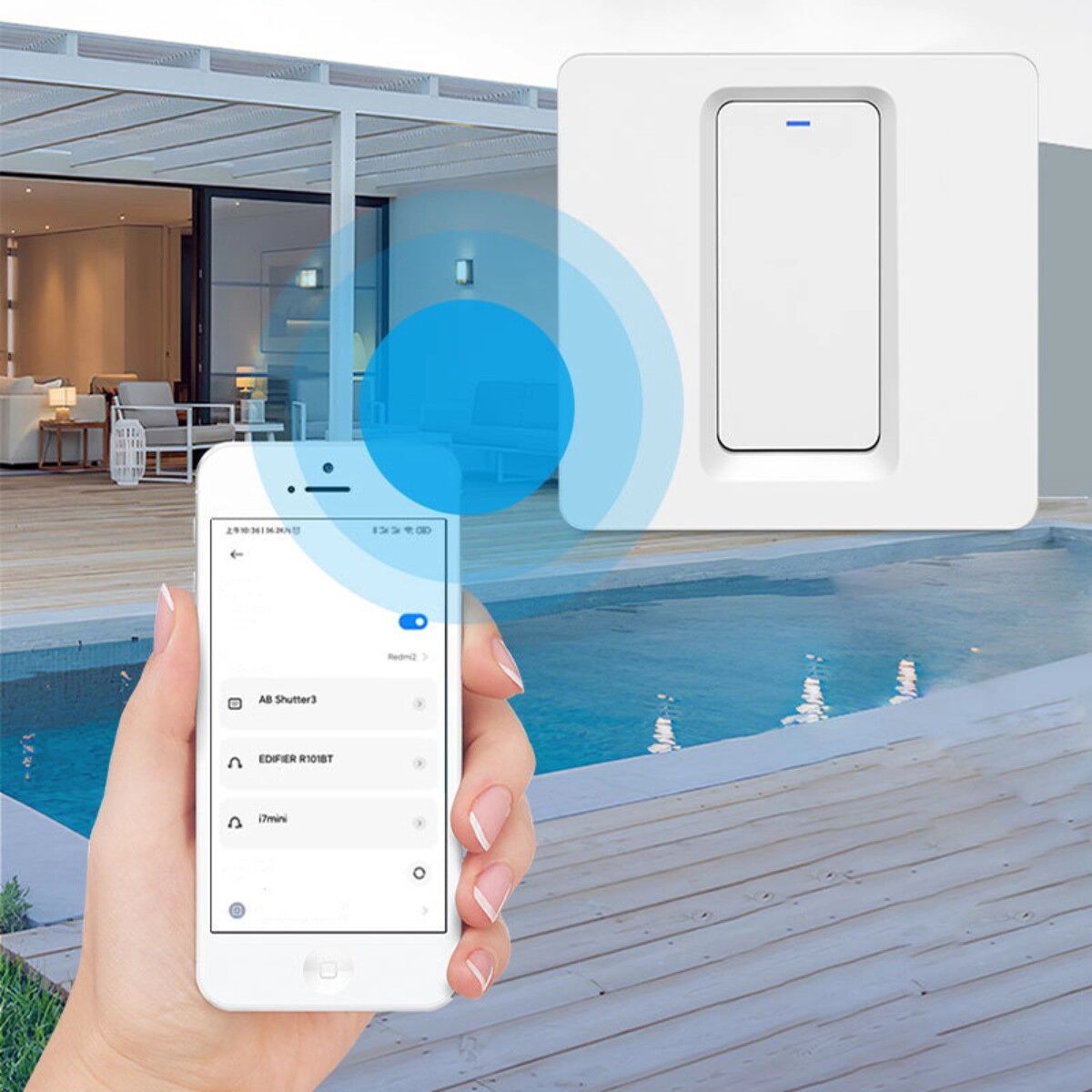 INF Interrupteur Intelligent 1-gang compatible avec Tuya Smart, Google Home, Alexa, IFTTT - Wi-Fi Bluetooth double mode,