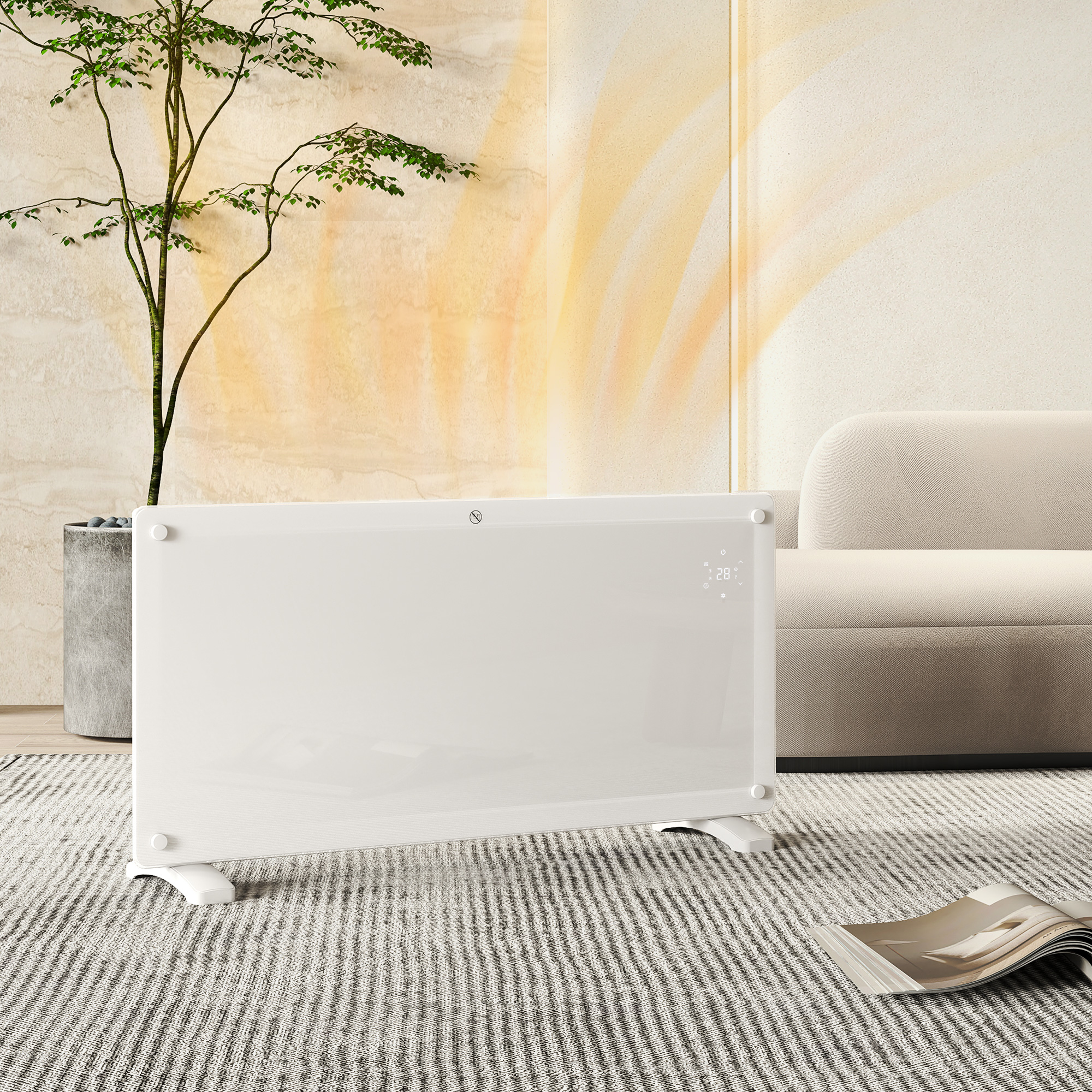 Homcom Stufetta Elettrica a Convezione 2000W Temperatura Regolabile, Riscaldatore con Telecomando, Timer 24h e Settimanale, Bianco   Aosom Italy