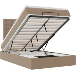 vidaXL Ottoman-Bett mit Matratze & LEDs 120x190cm Kunstleder