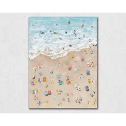 La Casa »Strandszene von oben« Ölbild handbemalt 90x120 cm auf Leinwand