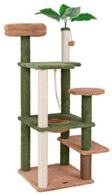 Costway Multilevel Cat Tree with Scratching Posts and Rope Plush Perch Toy Bed-Green