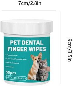Inspire Select 50 Pack Pet Dental Finger Wipes Disposable Dog & Cat Teeth Cleaning Wipes For Fresh Breath & Oral Care 50 Pcs Pack