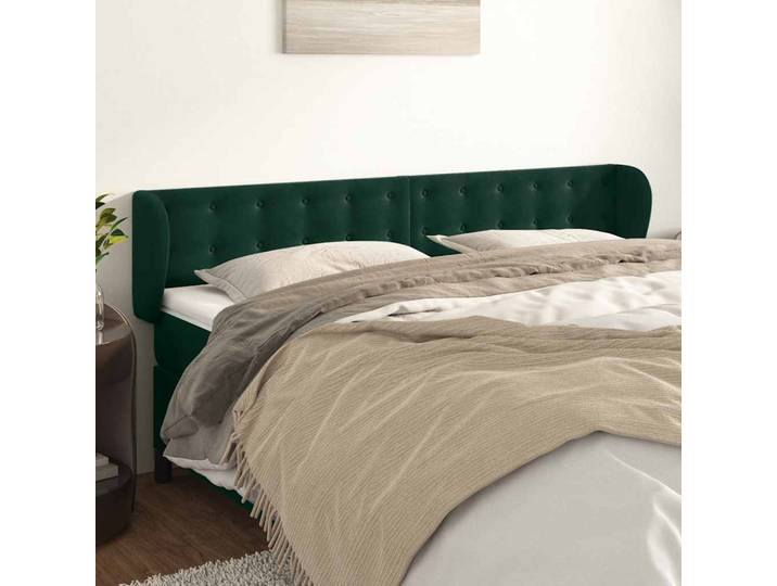 vidaXL Kopfteil mit Ohren Dunkelgrün 183x23x78/88 cm Samt