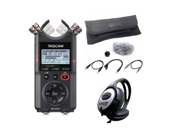 Tascam Tascam Audio-Recorder DR-40XP mit Kamera-Zubehörset und Kopfhörer Digitales Aufnahmegerät (Vorteils-Set mit Zubehör)