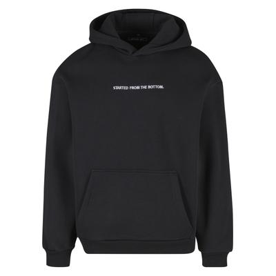 Kapuzensweatshirt MISTERTEE "MisterTee Started From The Bottom EMB Fluffy Hoody", Herren, Gr. XXL, schwarz, 70% Baumwolle, 30% Polyester, bedruckt, Rundhals, Pullover