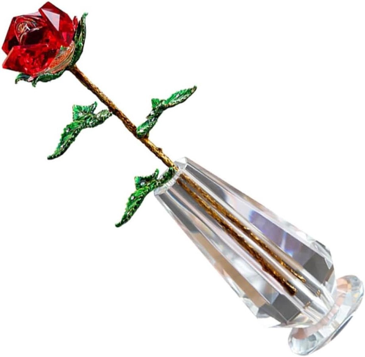 Kristallen Roos Glazen Bloem Transparant Decoratie Hoogte: 26 cm