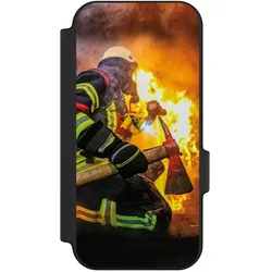 Nivocase Klapphülle für Google Pixel 11 Handyhülle aus Kunst Leder NIVOflip schwarz Feuer Feuerwehr (Google Pixel 11), Smartphone Hülle, Schwarz
