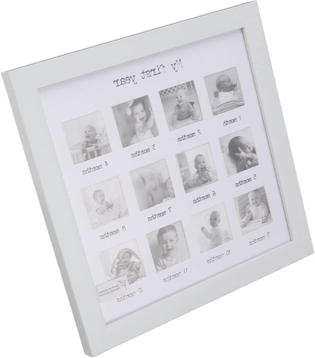Baby Jaar Fotolijst Mijlpaal Lijst voor 12 Maanden - Wit - 25 x 25 cm