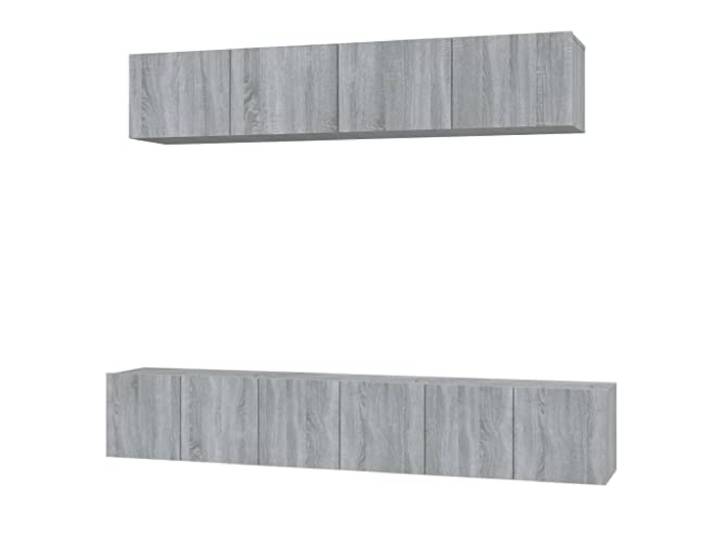 hliofuir 5-TLG TV-Schrank-Set Wandmontage Lowboard Grau Sonoma Platzsparendes Hängeboard für Wohnzimmer und Schlafzimmer mit geschlossenen Türen für aufgeräumte Mediengeräte.