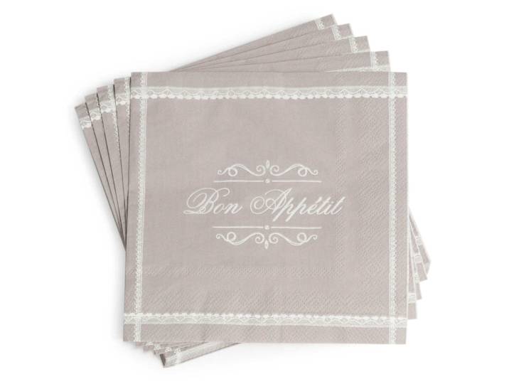 20er-Pack Papierservietten BON APPETIT, 33 x 33cm, grau