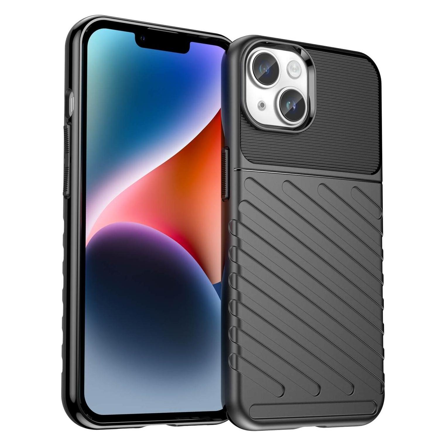Cover-Discount iPhone 15 Plus - Textur Gummi Hülle schwarz (Apple iPhone 15 Plus) (EDA004599202B)