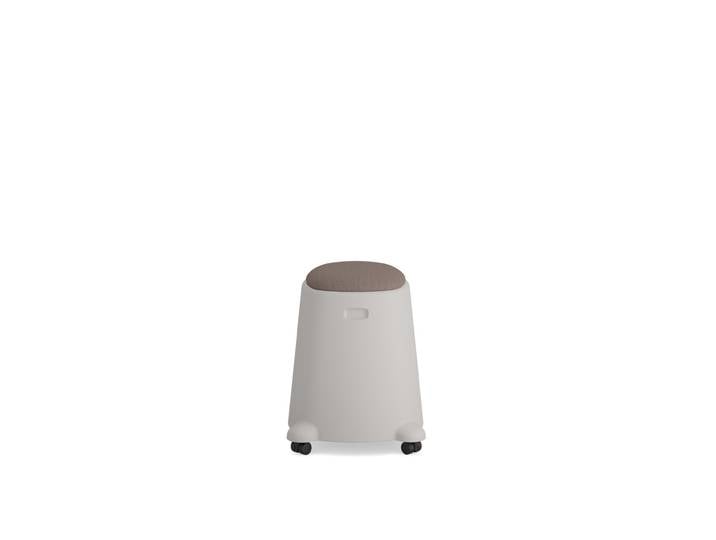 Tabouret Basile sur roulettes avec assise tissus - Beige