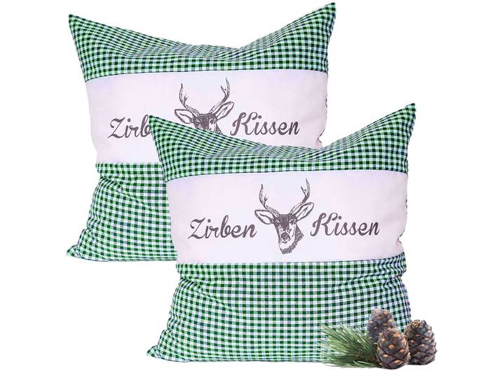 2er-Set Zirbenkissen Vichy Grün 30 x 30 cm