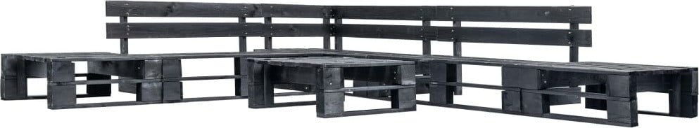 Prolenta 6-delige pallet tuinmeubelset, zwart, hout