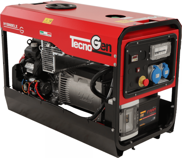 TecnoGen H15000ELX - Generatore di corrente a benzina 10.4 kW - Continua 9.4 kW monofase