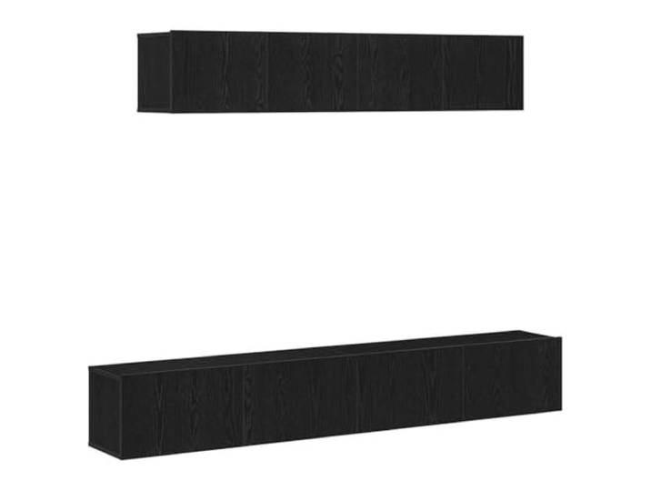 Roanoer TV-Schrank Set Wandmontiert 4-Teilig Schwarze Eiche Platzsparendes Hängeboard Set aus Holzwerkstoff für Schlafzimmer und Wohnzimmer mit Scharniertüren für Ordnung.