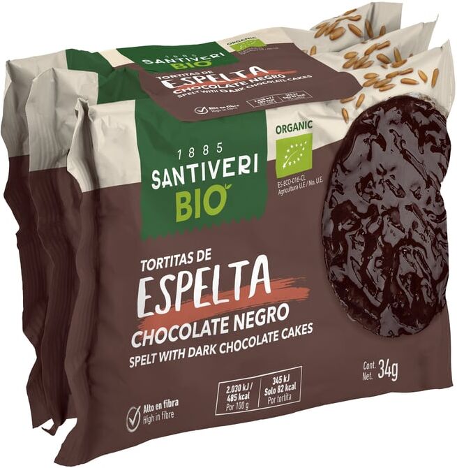 Santiveri Tortitas Espelta Chocolate Preto Bio 102g Chocolate Preto