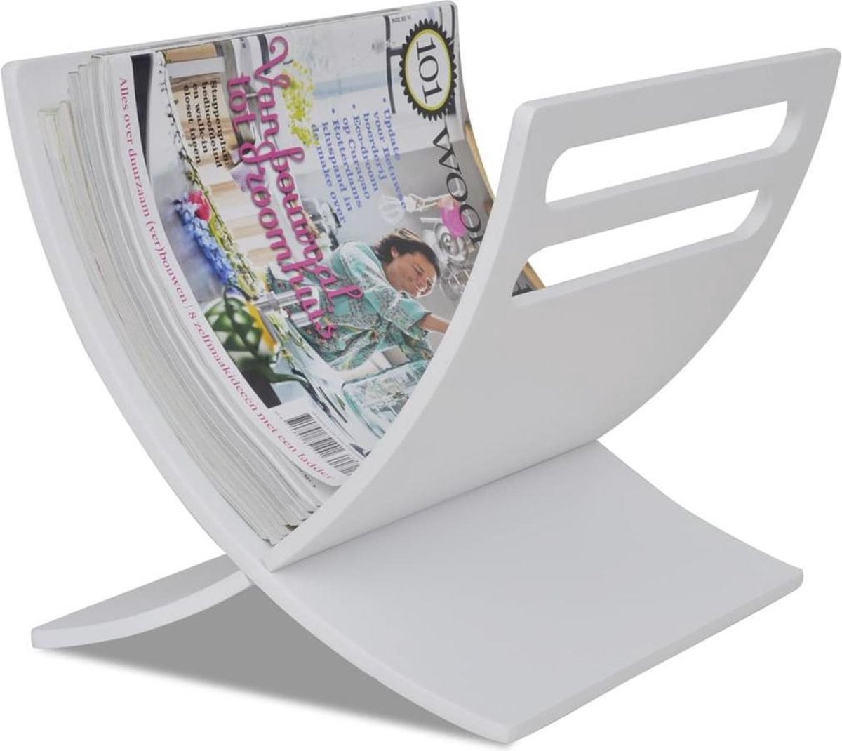 vidaXL Tijdschriftenrek vloermodel wit hout