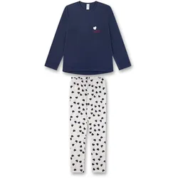 Sanetta Mädchen Schlafanzug - Teens, lang, Baumwolle Blau/Beige / 164