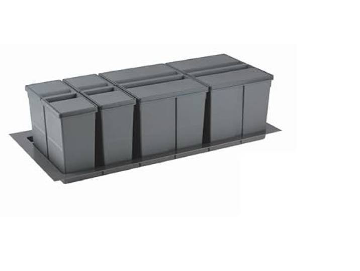 Mülltrennsystem 9 XL für 100 cm Schublade - Einbau-Mülleimer mit 4 Fächern (2x 11 L, 2x 26 L), Abfalleimer Küche Unterschrank, Einbaumülleimer Küche, Mülltonne, Abfall & Recycling, Anthrazit