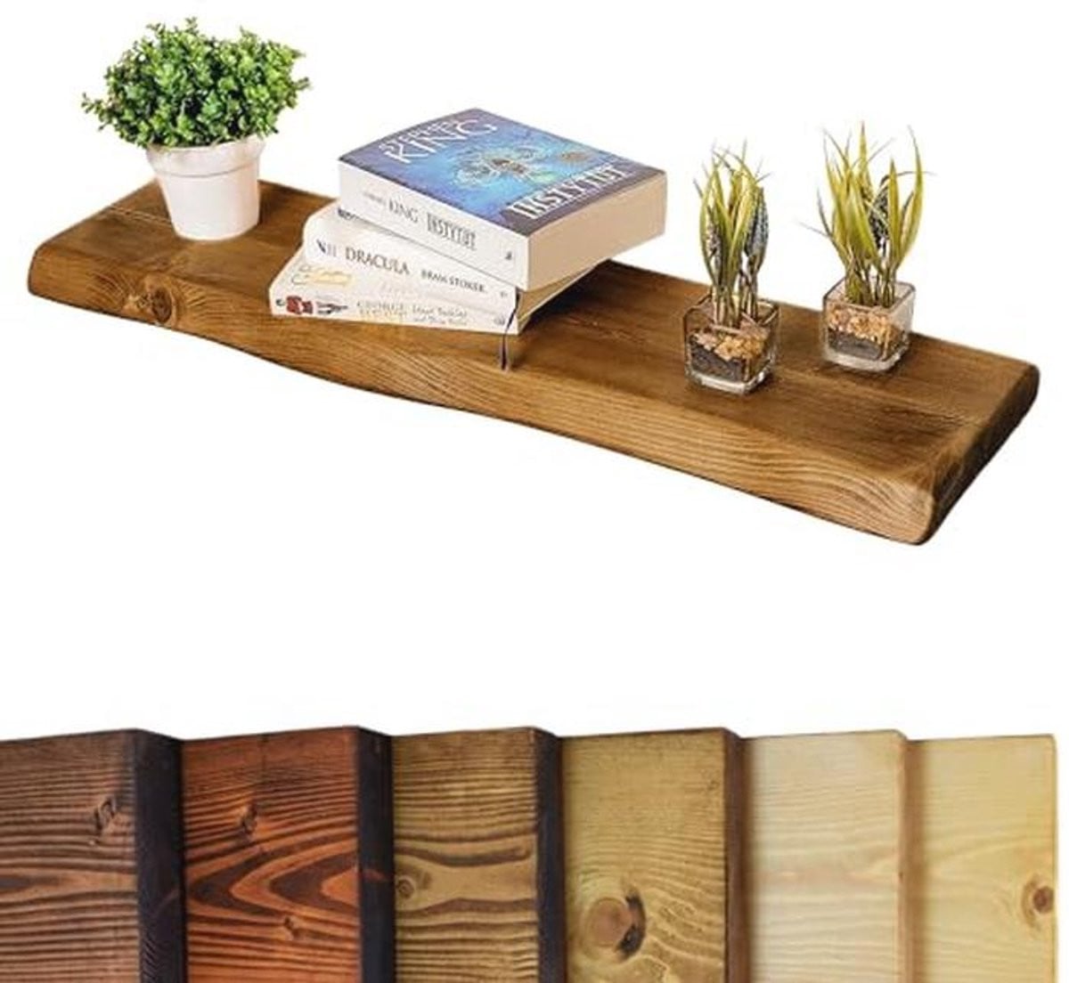 Rustieke zwevende plank met live edge - 12 x 240 cm