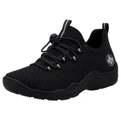 Slip-On Sneaker RIEKER, Damen, Gr. 42, schwarz, Synthetik, Textil, Schuhe Halbschuh Sneaker low Slip-on-Sneaker, Outdoor Schuh, Schlupfschuh, Slipper mit praktischem Schnellverschluss