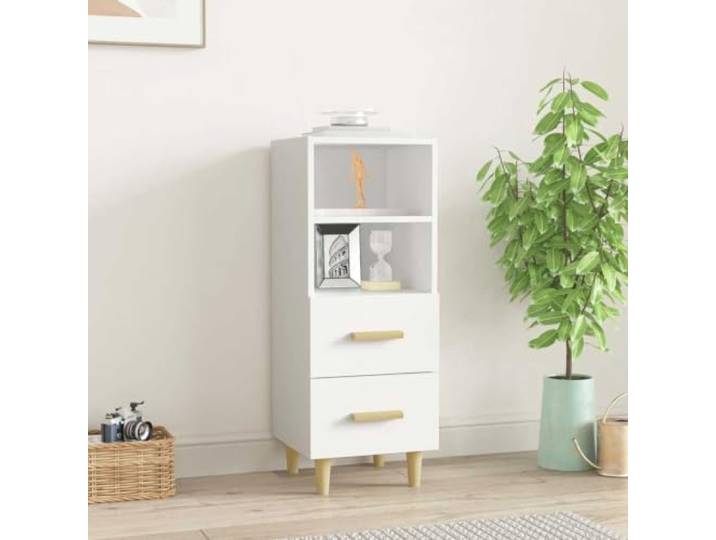 HEFZGDB Sideboard Weiß Holzwerkstoff modern mit Schubladen und Ablagen – Modernes Design Wohnzimmer Beistellschrank aus Holzwerkstoff in Weiß