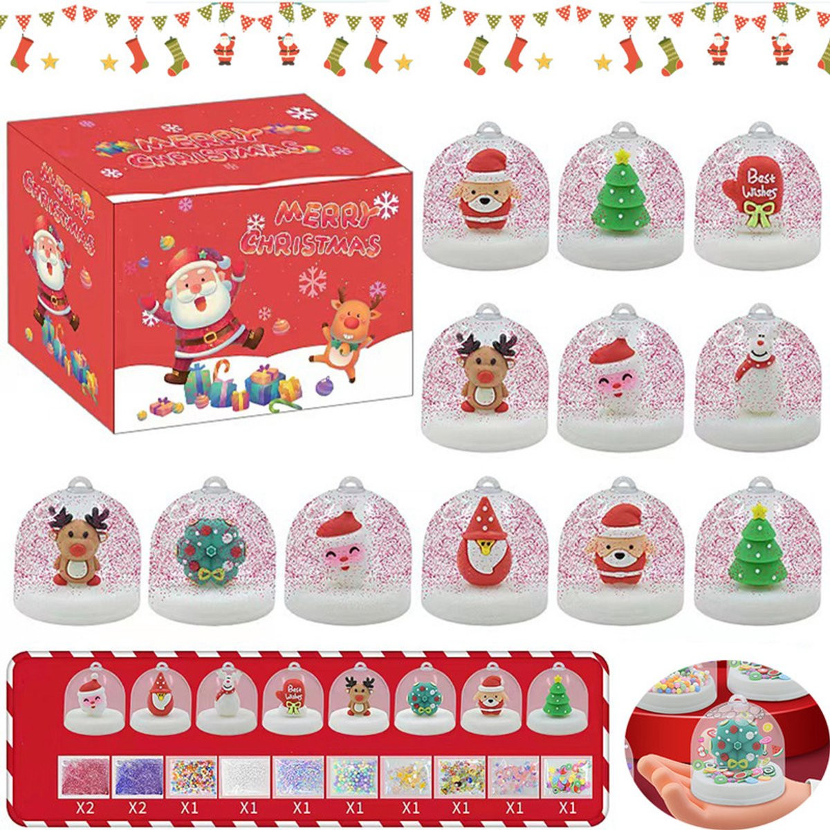 12 stuks Creatieve kerst sneeuwbal ornamenten blind box voor DIY kerstcadeaus en decoratie