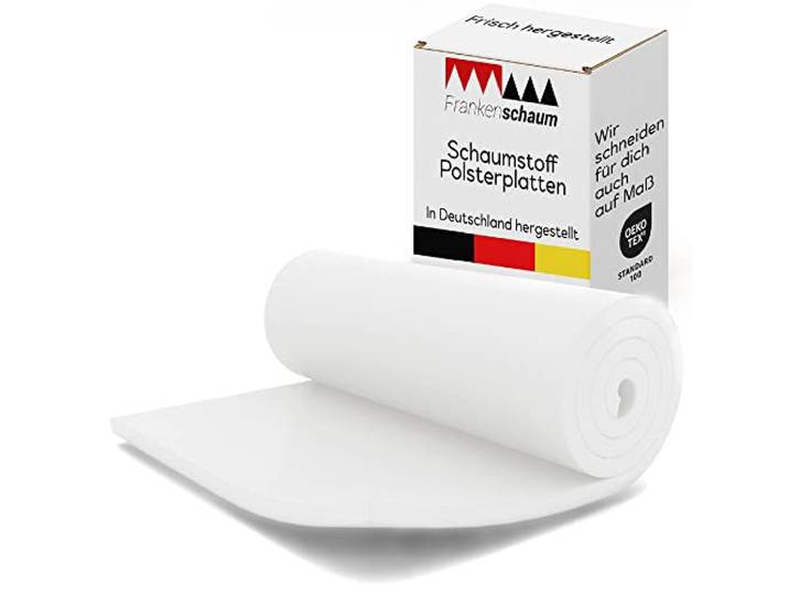 Frankenschaum Schaumstoff Platte mittelfest RG36/45: 8cm - 200x180cm - extra breit und einfach zu verarbeiten - für Polster für Bett, Couch und Sessel