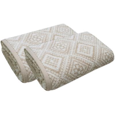 Badetücher FRAMSOHN FROTTIER "Arabeske Duschtücher", bunt (beige, braun, naturweiß), B:75cm L:150cm, Walkfrottier, Obermaterial: 100% Baumwolle, Handtücher, Badetuch, skandinavisch gemustert, hergestellt in Österreich