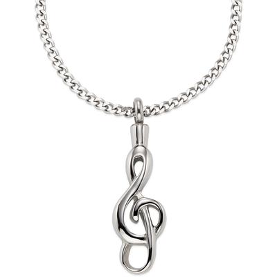 Kette mit Anhänger FIRETTI "Edelstahlkette mit Notenschlüssel-Optik-Anhänger", silber (edelstahlfarben), Halsketten, Damen, Edelstahl, L: 60 B: 2,8mm, B:2,8mm