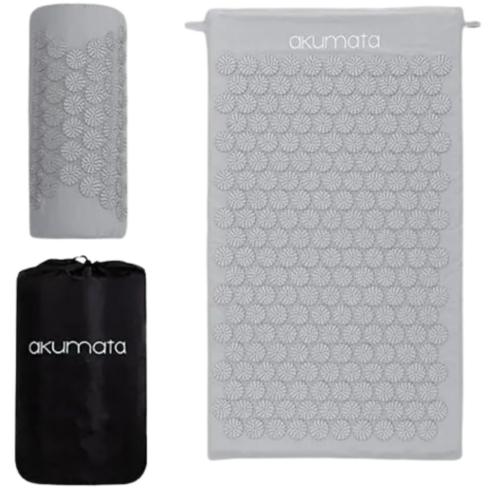 Akumata Classic Acupressure Mat with Pillow Back Massager 1&nbsp;un. Gray and Gray