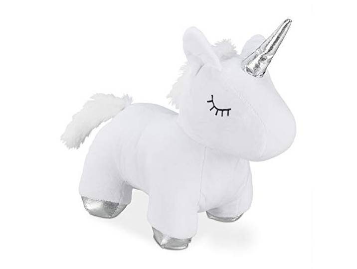 Relaxdays Butoir de Porte Licorne\, Tissu rempli de Sable\, Doux & Lourd\, cale décorative\, intérieur\, 25 cm de Haut\, Blanc