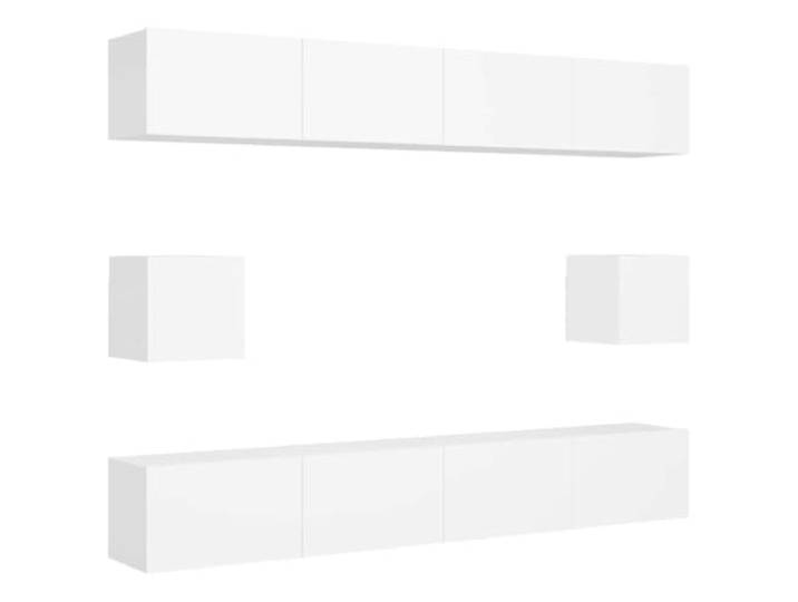 LKJephalotrope 6-tlg. TV-Schrank-Set Wandmontage Weiß Holzwerkstoff Wandhängendes Lowboard Set für Wohnzimmer und Schlafzimmer bietet flexiblen Stauraum und zeitloses Design.