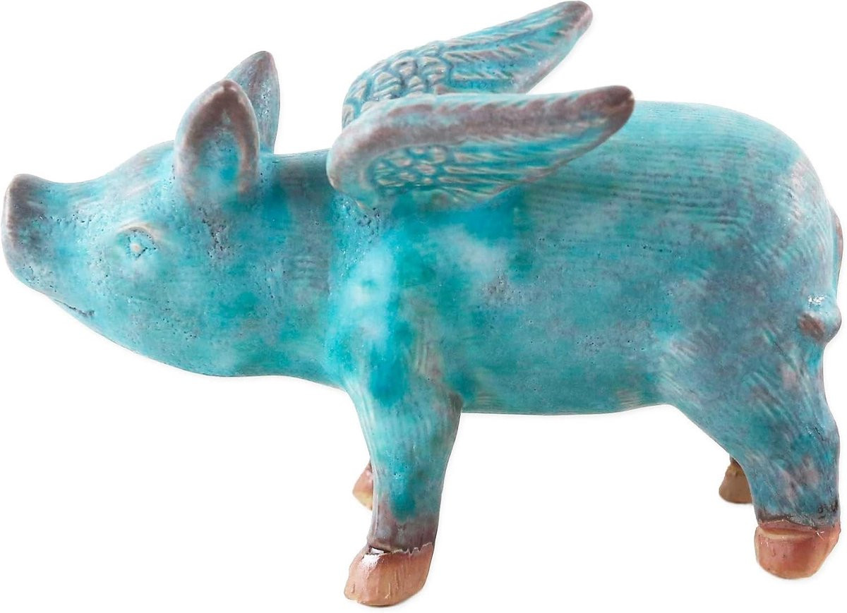 Handgemaakt Keramisch Vliegend Varken - Decoratief Beeldje voor op Tafel